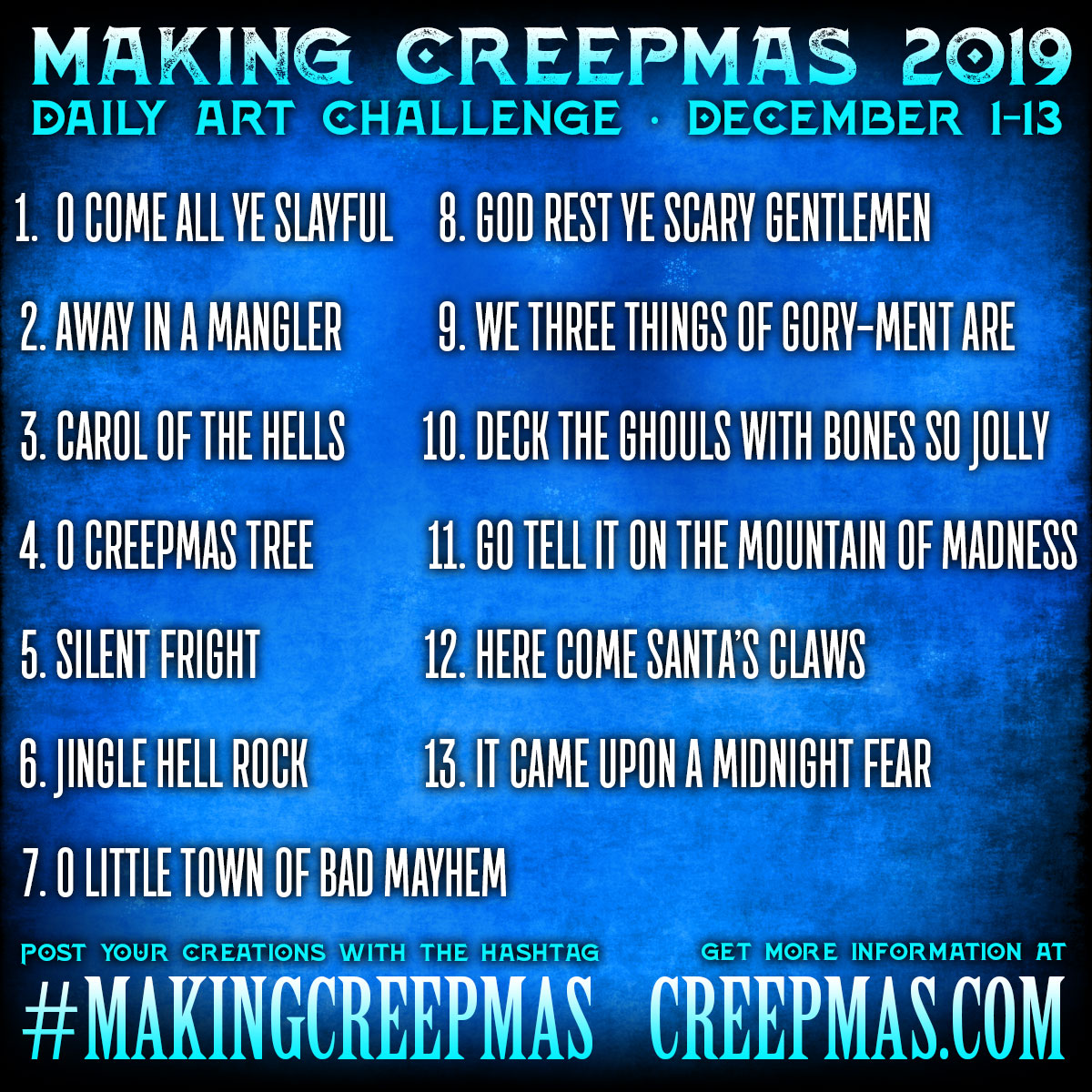 Making Creepmas 2017 Prompt List